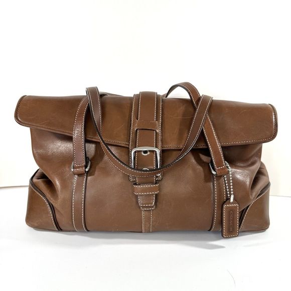 Vintage Coach Leather Hampton Satchel Hobo Handbag Brown - Picture 12 of 12